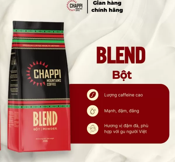 CÀ PHÊ BỘT BLEND HÒA QUYỆN (vị pha trộn đậm đắng và thơm của Robusta và Arabica)